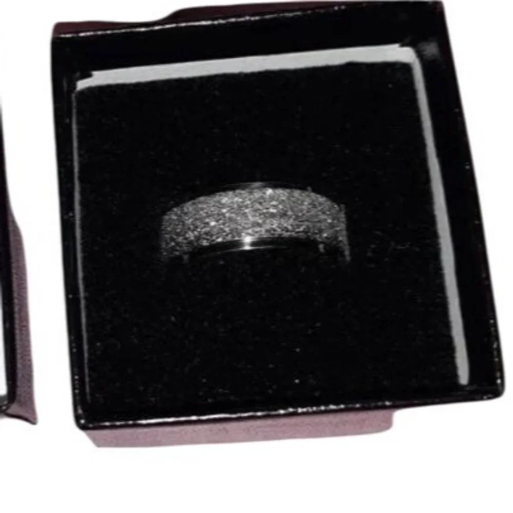 Matte Sliver‎ Stainless Steel Ring Unisex With Subtle Glitter Finish Comfortable